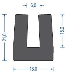 U-Profil aus Moosgummi EPDM 21x18x6mm Art.Nr. 11932